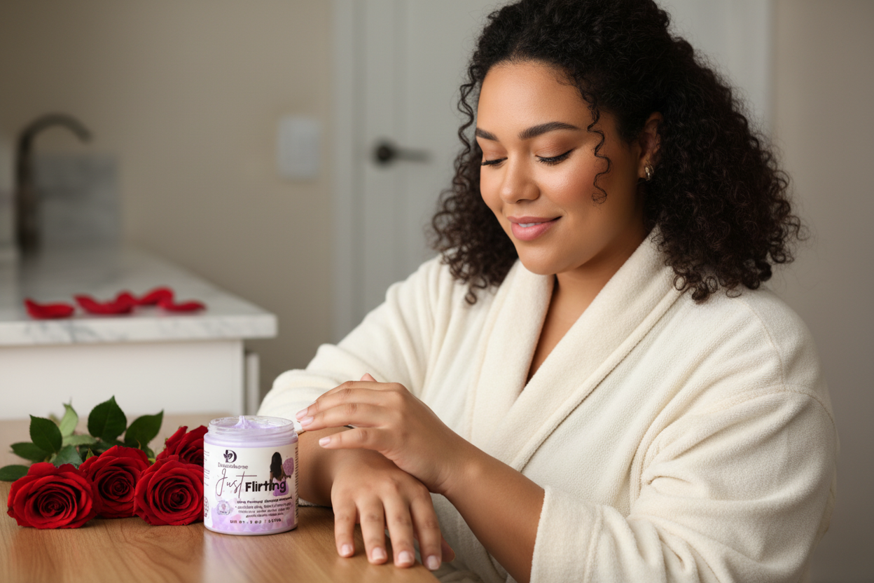 Plus Size Woman with Just Flirting Body Butter